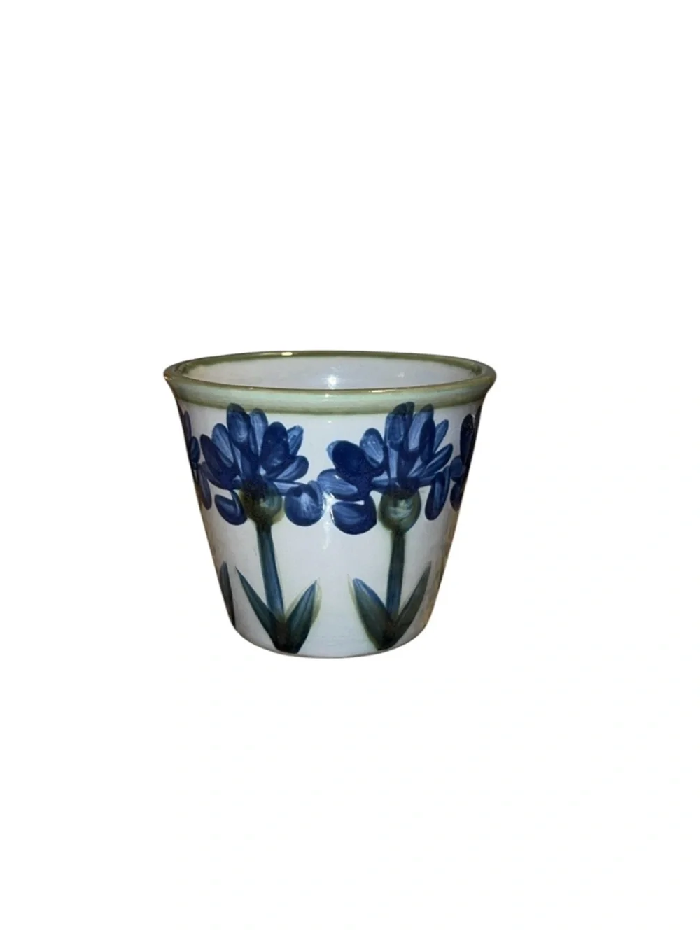 Louisville Stoneware Bachelor Button Blue Cornflower Crock Flower Pot USA